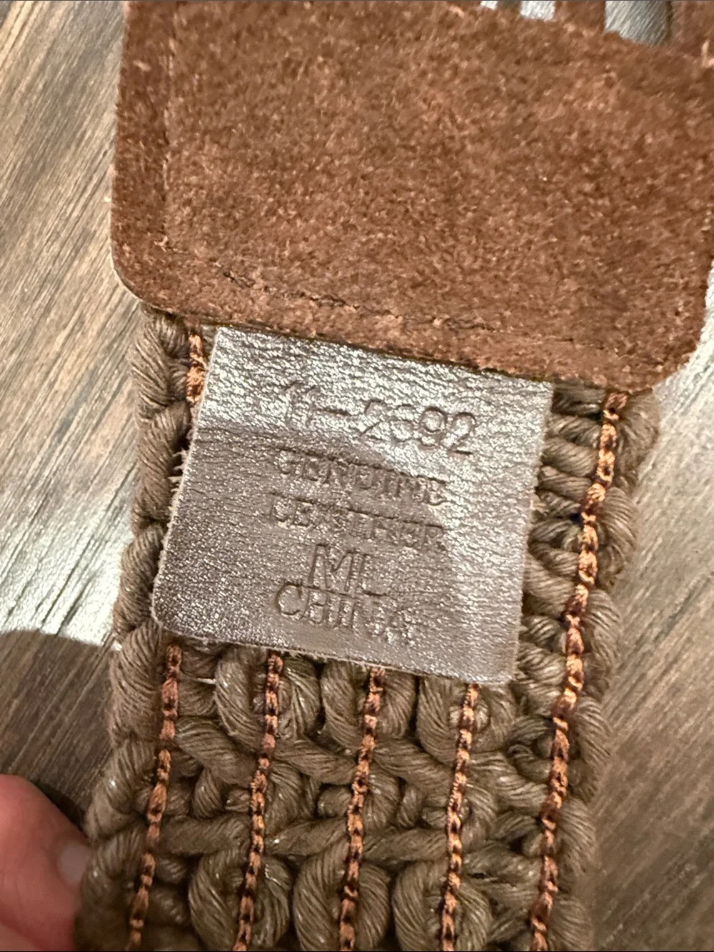 Vintage Boho Brown Genuine Leather Woven Cinch Belt with Suede Tassel Ties